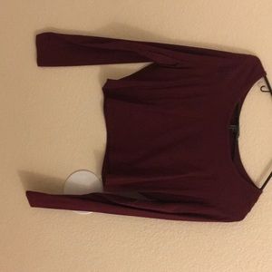 Long burgundy crop top long sleeve